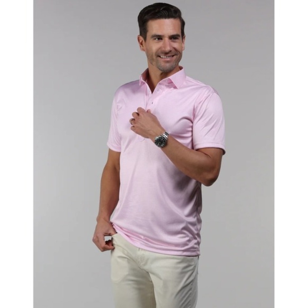 NWT Collars and Co Dress Collar Polo Short Sleeve Small Pink White‎